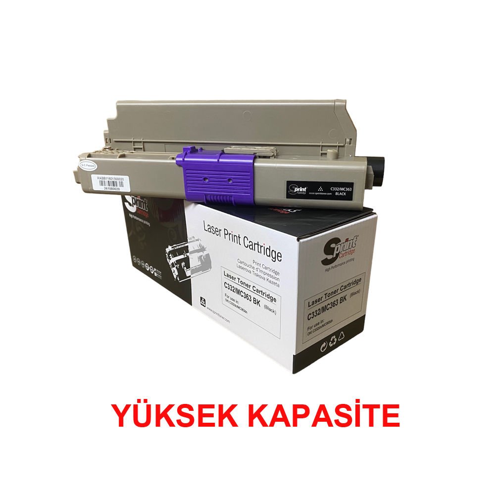 Sprint Oki C332dn, MC363dn Siyah Laser Toner Kartuş
